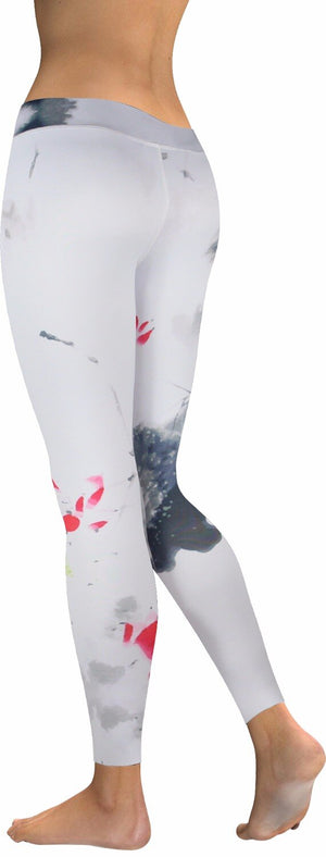 Women's yoga Leggings White Ink - Watercolor compression