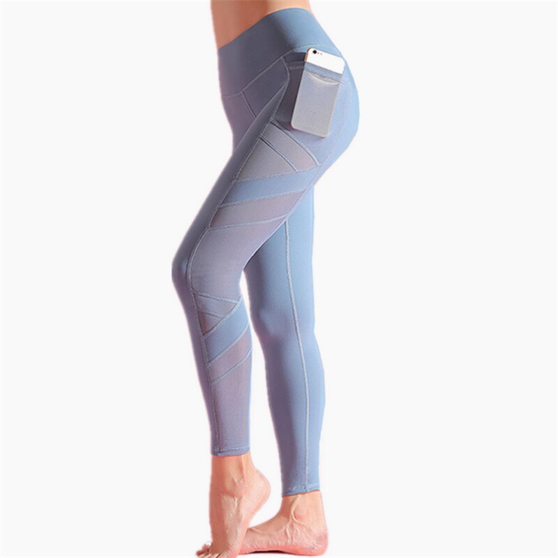 High Rise Mesh Yoga Pants With Pockets