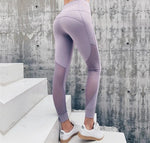 Solid Purple Mesh Yoga Leggings Push Up Booties Sport Leggings