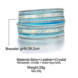 Fashion Multiple Layers Crystal Leather Bracelets For Women -