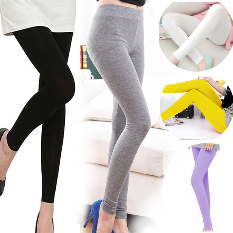 Cotton Leggings Full Length Candy Colors Women Leggings