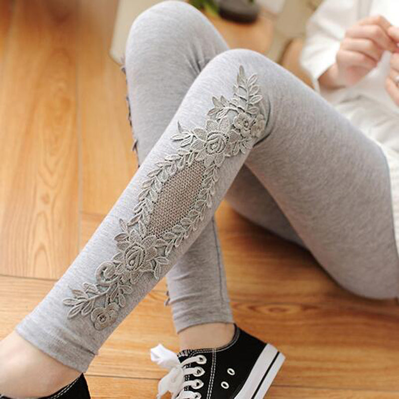 Women cotton lace decoration leggings-Also Plus sizes: size 7XL 4XL 3XL XXL XL L M S 6XL 5XL