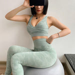 Yoga Set Women's Seamless Sports Bra Fitness sets $39.--Tops and Pants also sold separately.