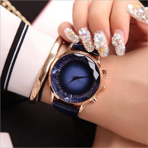 Luxury Diamond Quartz Ladies Watch -  Fashion Leather Wristwatch