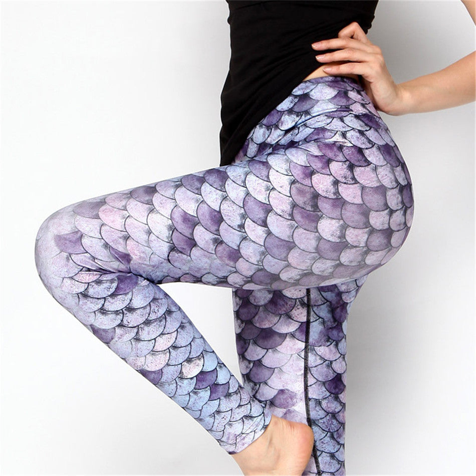 High Quality Two Tone Star Dots Dazzle Purple Blue Ombre Mermaid Yoga leggings