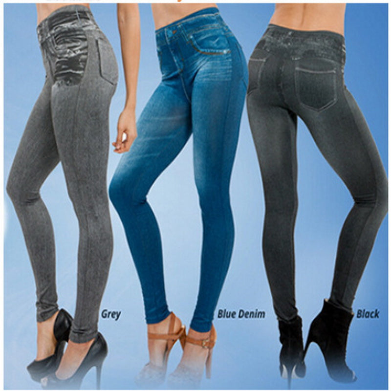 Leggings Jeans for Women Denim Pants with Pocket Slim Leggings & Women Fitness Plus Size