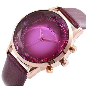 Luxury Diamond Quartz Ladies Watch -  Fashion Leather Wristwatch