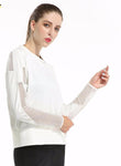 Mesh Patchwork Women Long Sleeve - White or Black Yoga Top