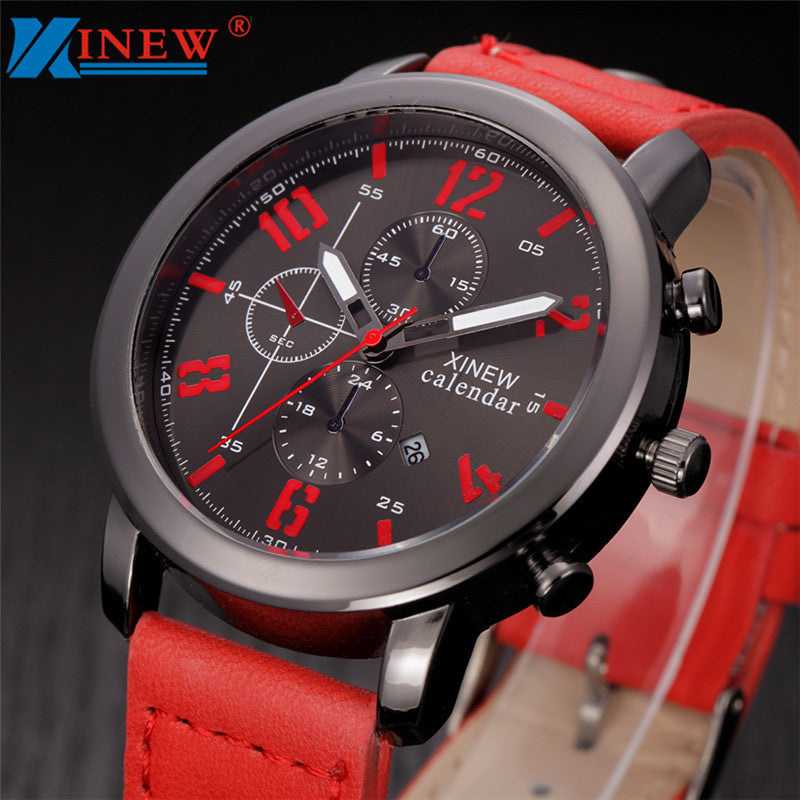 Best Quality Leather Military Style Sports Watch for men or Women