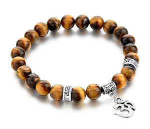 Tiger Eye Natural Stone Bracelets & Bangles For Women or Men -Silver Color Charm Bracelet Casual Jewelry Love Gift Pulseras