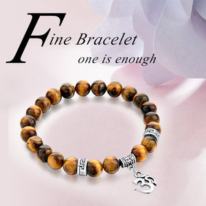 Tiger Eye Natural Stone Bracelets & Bangles For Women or Men -Silver Color Charm Bracelet Casual Jewelry Love Gift Pulseras