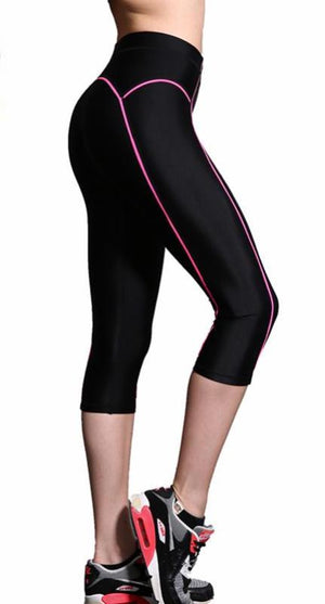 Women's Capri Pants - Black with Candy Stripe