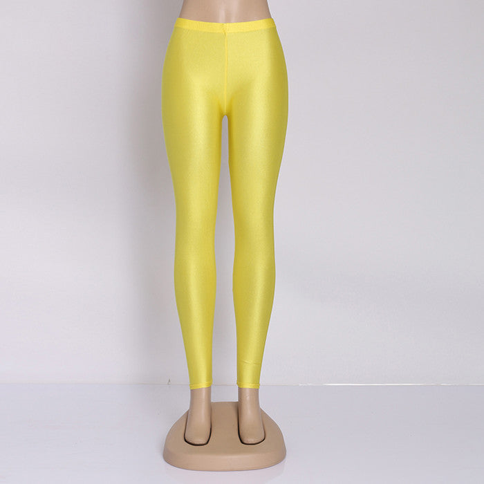Hot Selling 2018 Women Solid Color-  Fluorescent Shiny Pant Leggings