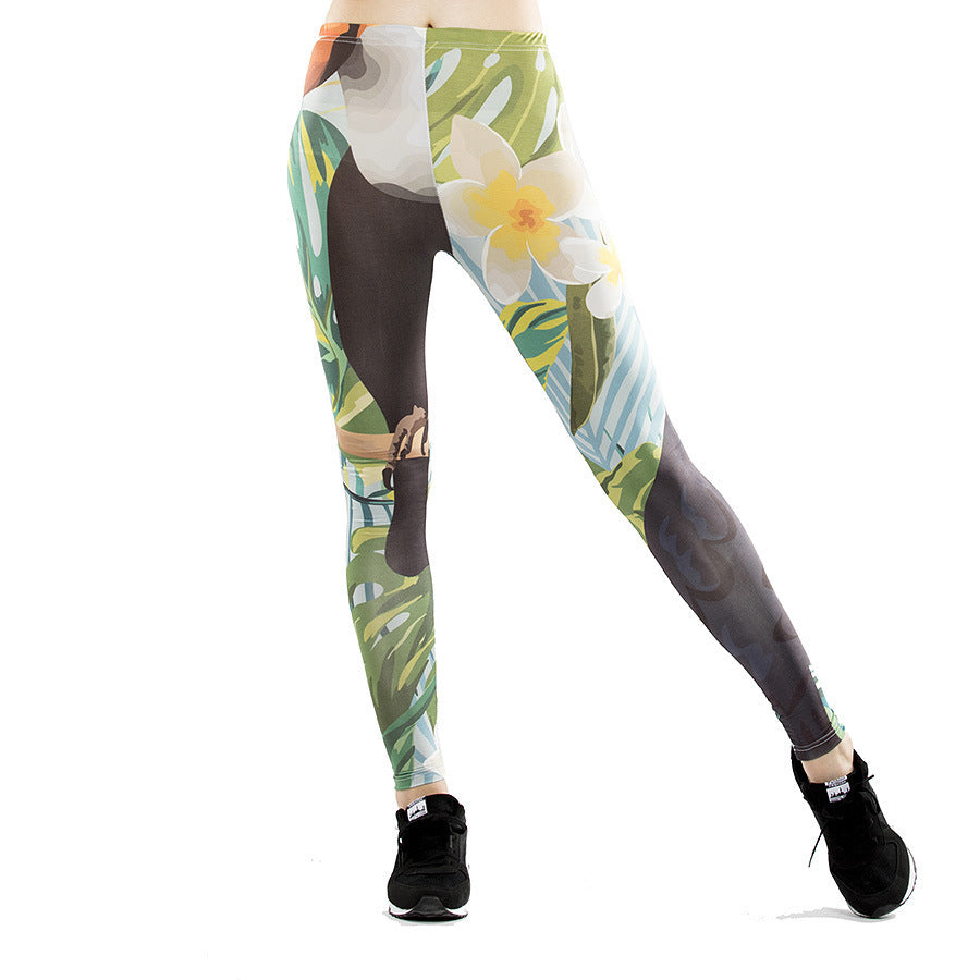 Fitness leggings women slim thin 3D printed high leggings