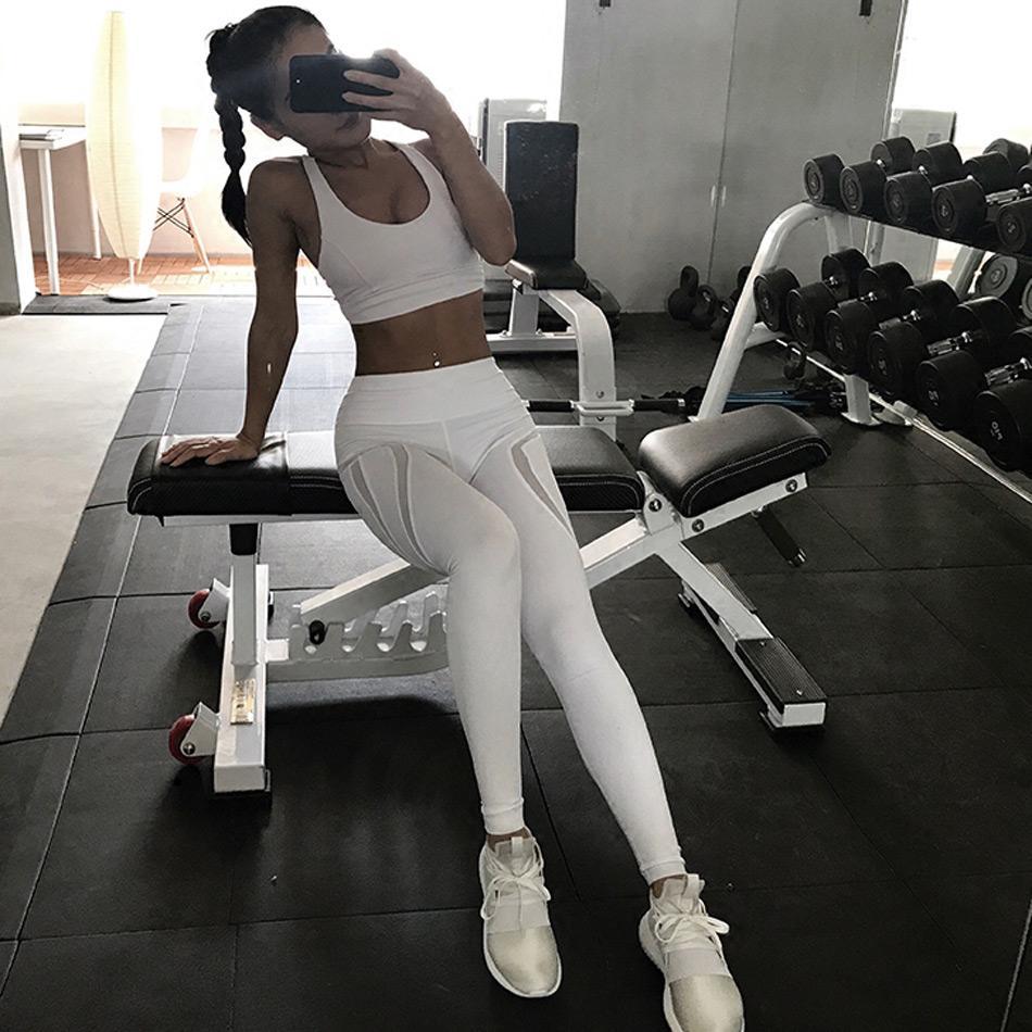 White Mesh Yoga Pants - Gym or Running