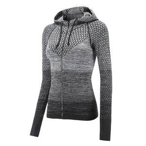 Front Zipper hooded Women's Yoga Running Jacket