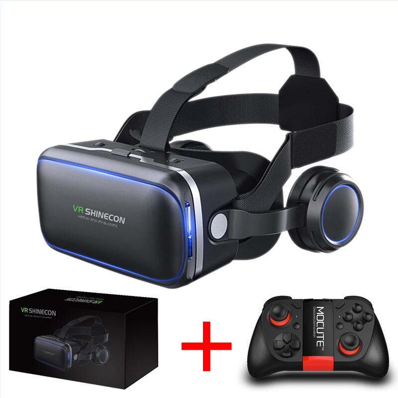 Original VR shinecon 6.0 headset version virtual reality glasses 3D glasses headset helmets smartphone Full package + controller