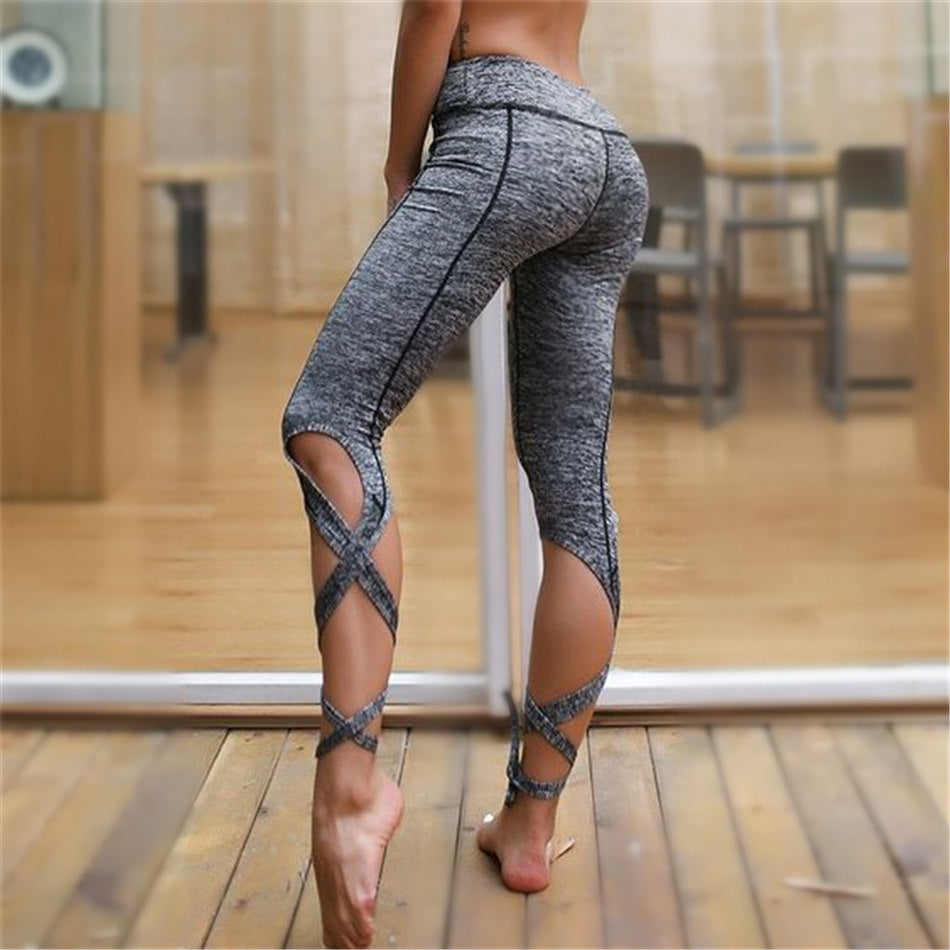Workout gym pants cross tie high waist ballet yoga leggings