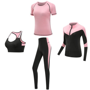Quick dry women sportswear 4PCS set fitness gym yoga clothing