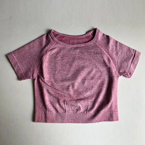Rough Loli Women's Pink Seamless Long Sleeve Crop Top Yoga Shirt