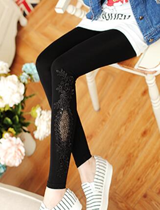Women cotton lace decoration leggings-Also Plus sizes: size 7XL 4XL 3XL XXL XL L M S 6XL 5XL