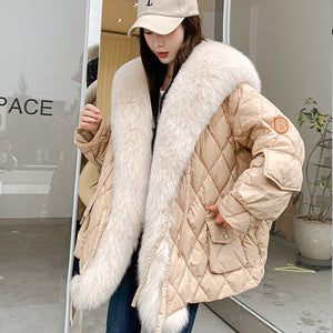 Janveny Down Jacket Women's Winter Large Real Fur Collar