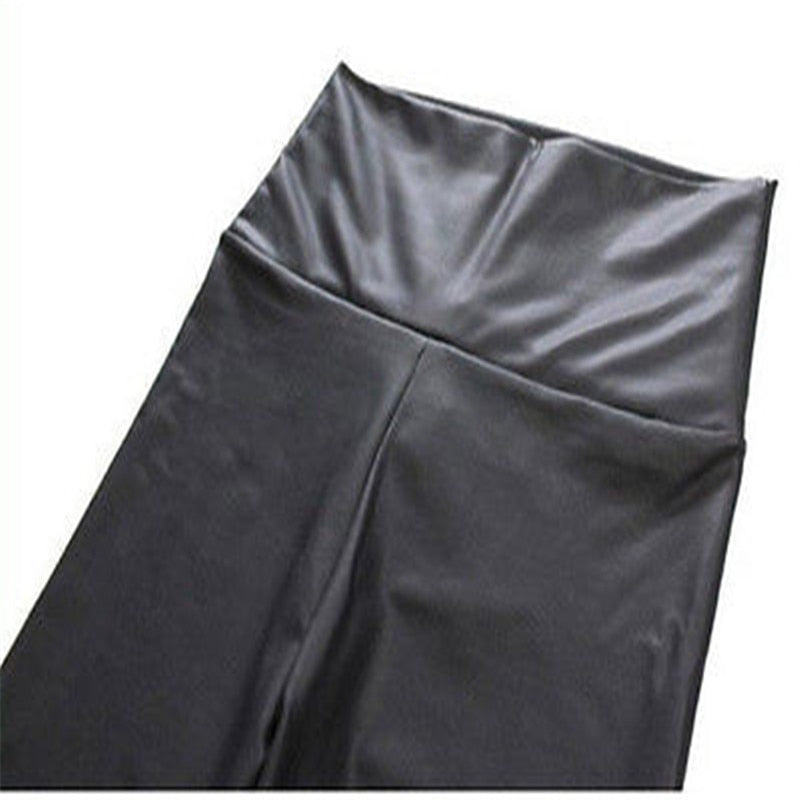 Stretch Faux Leather Look Slim Pants Leggings - Long -High Waist