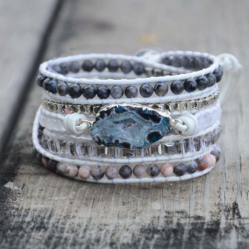 Unique Natural Stones Druzy Wrap Bracelet