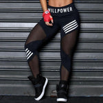 Women Leggings High Waist Mesh  Sports leggings - Plus Size Black Gym Fitness