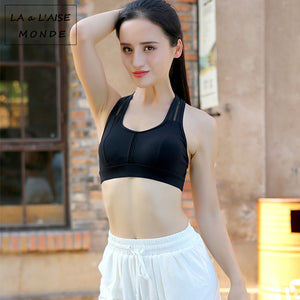 Womens Cross Back Strappy Push Up Sports Bra