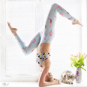 Funny Strawberry Printed Athletic Yoga Leggings