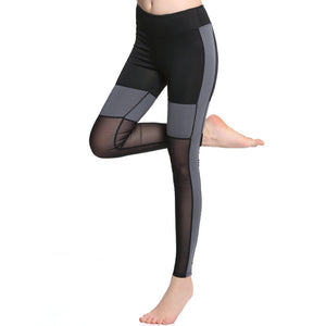 2017 High quality Mesh Yoga Pants Women's Workout Leggings with Side Color Panel