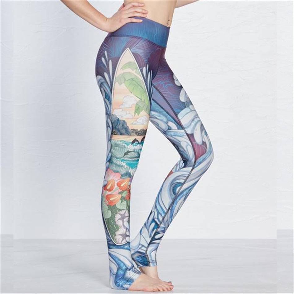 Ocean Print Yoga Pants - Leggings