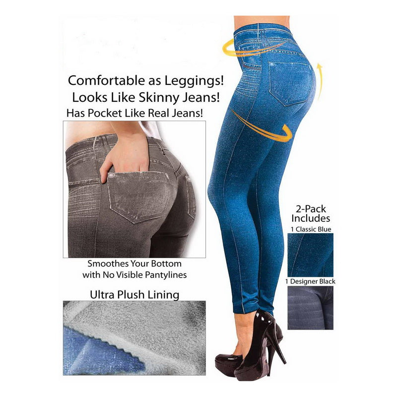 Leggings Jeans for Women Denim Pants with Pocket Slim Leggings & Women Fitness Plus Size