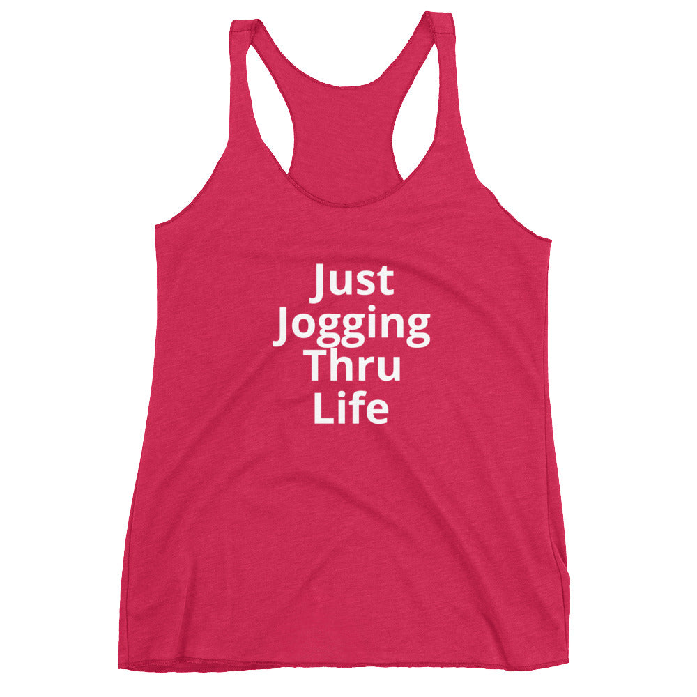 JUST JOGGING THRU LIFE-Fab Fitness Tees-Women's Racerback Tank